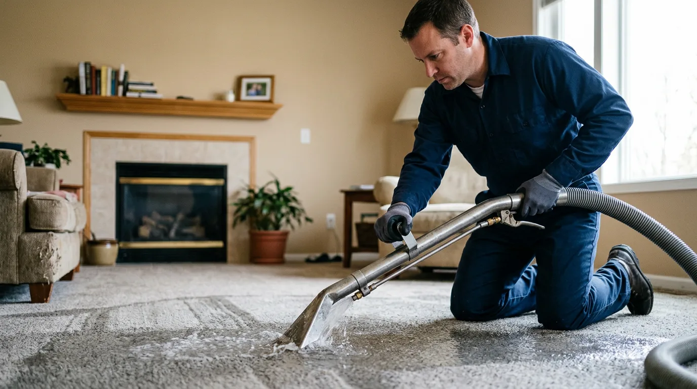 Water damage restoration technician working near Oldham, SD